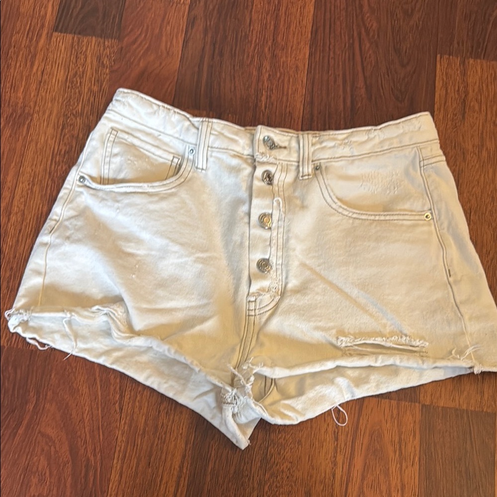 Women's Cream Denim Shorts